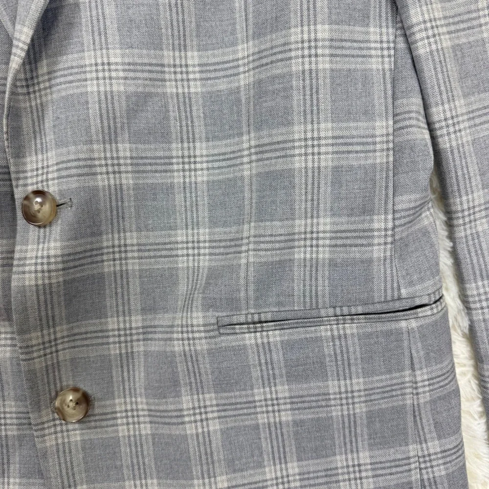 Tommy Hilfiger Blazer Mens 40R Gray Plaid Two Button Stretch Sport Coat